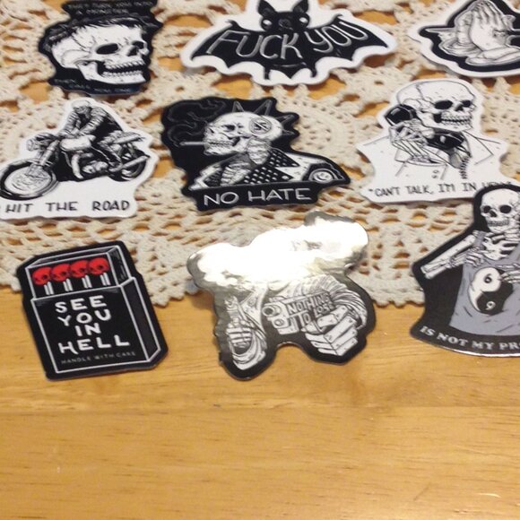 Black and white skeletons, skulls, biker, for cell phone, hydroflask - Picture 3 of 6